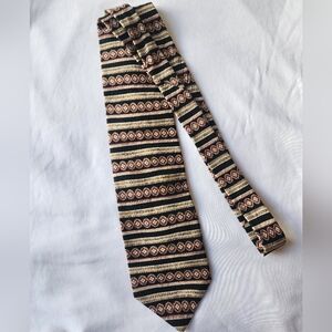 Kenneth Cole Tie, All Silk Navy Blue, Tan, and Red Striped Men's Dress Tie